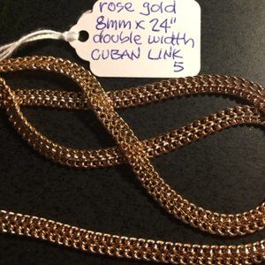 PRE HOLIDAY SPECIAL-- LADIES 8MM CUBAN DOUBLE WIDTH ROSE GOLD CHAIN